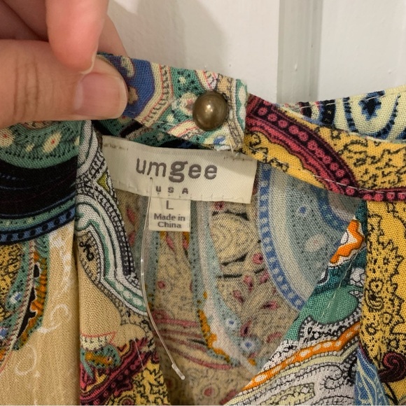 Umgee Women’s Boho Oversized Tunic Mini Dress Fall Flowy Peasant Sleeve Size L - Picture 6 of 12